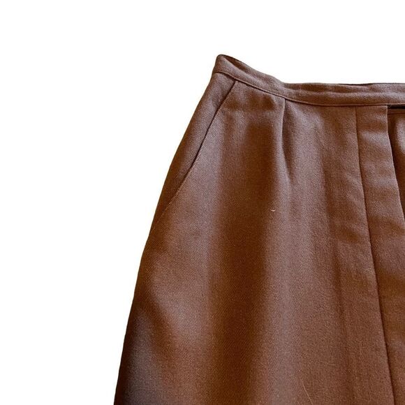 Vintage 1970s Evan Picone Brown Wool Skirt w/  Front Pleat and Pockets! Sz 6 EUC - Picture 6 of 16